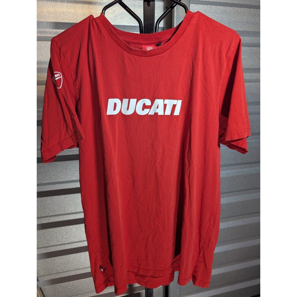 DUCATI Red Cotton T Shirt Italy Arm Badge Euro Size L